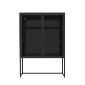 47.2 inches high Metal Storage Cabinet with 2 Mesh Doors;  Suitable for Office;  Dining Room and Living Room