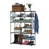 7 Tiers Plus 5 Tiers Shoe Rack Metal Shoe Storage Shelf Free Standing Large Shoe Stand 24+ Pairs Shoe Tower Unit Tall Shoe Organizer with 2 Hooks for