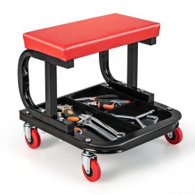 Mobile Cushioned Seat Mechanic Stool