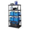 5 Tier 24"x 36"x 70.2" Plastic Ventilated Shelf Unit; 1000 lbs. Capacity;  Black