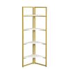 4-Tier Corner Multipurpose Display Rack; Freestanding Bathroom Corner Shelf; Multipurpose Corner Shelving Unit for Small Spaces; Gold