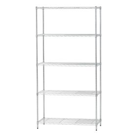 5 Shelf Wire Shelving Storage Unit; Silver