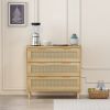 31.50"3-Drawers Rattan Storage Cabinet Rattan Drawer,for Bedroom,Living Room,Dining Room,Hallways,Oak