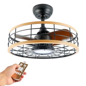 InfiniPower 16'' ceiling fans with lights and remote, Caged Ceiling Fan with Reversible Motor for Different Seasons, Quiet and Energy Saving, 6 level