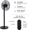 Simple Deluxe 14.5" Adjustable 12 Levels Speed Pedestal Stand Fan with Remote Control for Indoor, Home, Office and College Dorm Use, 90 Degree Horizon