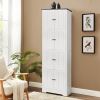 Tall Storage Cabinet with 8 Doors and 4 Shelves, Wall Storage Cabinet for Living Room, Kitchen, Office, Bedroom, Bathroom, White