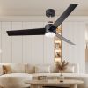 52 Inch Ceiling Fans with Lights Flush Mount, Modern Ceiling Fan with Light and Remote Control - 3 Blades Indoor Outdoor Ceiling Fan Low Profile for P