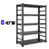 Storage Shelves 5 Tier Heavy Duty Metal Shelving Unit Adjustable Shelving Units and Storage Rack Kitchen Garage Shelf H72 * W47.2 * D23.6