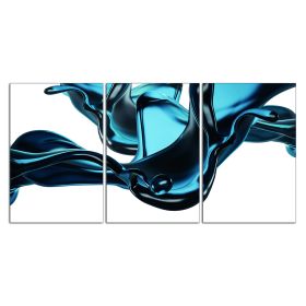 Oppidan Home "Abstract Liquid in Blue" 3 Piece Acrylic Wall Art (36"H x 72"W)