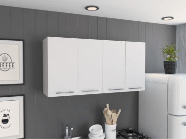 120 Wall Cabinet ; Four Doors; Two Cabinets; Two Shelves -White