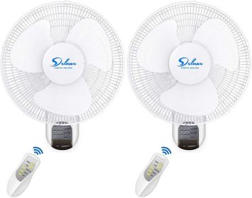 Simple Deluxe 2 Pack-16 Inch Digital Wall Mount Fan with Remote Control 3 Oscillating Modes, 3 Speed, 72 Inches Power Cord, White, 2 Exhaust