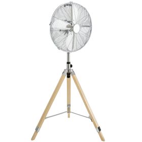 Simple Deluxe Retro Tripod Fan, Home Air Circulation Nostalgic Vertical Fan, 3 Speeds, Adjustable Height, Silver-16 Inch, 16 Inch