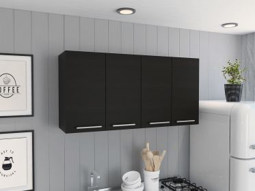 Stockton Rectangle Four Swing Doors Wall Cabinet Black Wengue