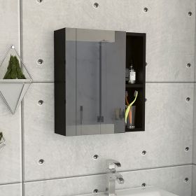 Whirlwind 1-Shelf Rectangle Medicine Cabinet with Mirror Black Wengue