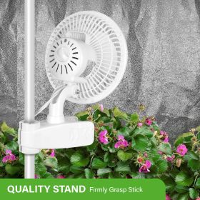 HealSmart 6-Inch Grow Tent Poles Clip Fan, Monkey Fan, Manually Adjustable 90¬∞ Angles, 15W, 2-Speeds Control, 63 inch Cord Length, White