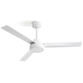 52" Ceiling Fan Without Light with Remote Control ,3 ABS Blades Farmhouse Ceiling Fan 6-speed Reversible DC Motor White for Living Room, Bedroom, Kitc