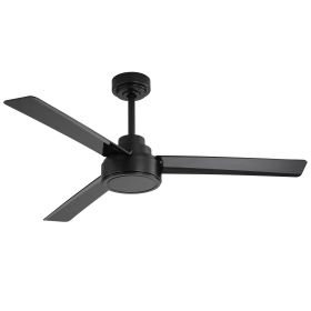 52" Outdoor Ceiling Fan Without Light with Remote Control ,3 ABS Blades Farmhouse Ceiling Fan 6-speed Reversible DC Motor Black for Living Room, Bedro