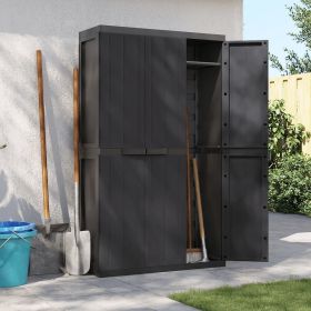 Outdoor Storage Cabinet Black 38.2"x14.6"x65" PP