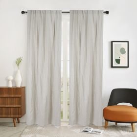 Newport Unlined Window Curtains for Bedroom, Linen Curtains for Living Room, 96 Inches Long Curtains for Living Room, Greige