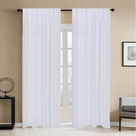 Newport Unlined Window Curtains for Bedroom, Linen Curtains for Living Room, 96 Inches Long Curtains for Living Room, White