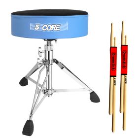 5 Core Drum Throne Comfortable Padded Stool Height Adjustable Music DJ Chair Heavy Duty Seat - DS CH BLU VEL HD