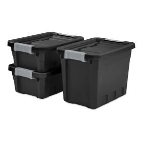 7.5 Gallon Stacker Tote Plastic, Black, Storage,Set of 6