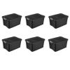 19 Gallon Stacker Tote Plastic, Black, Set of 6