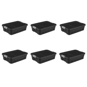 10 Gallon Stacker Tote Plastic, Black, Set of 6