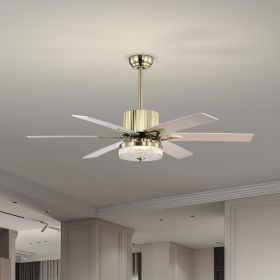 52'' Modern Ceiling Fans with Remote,Wood Ceiling Fan with Lights,LED Ceiling Fan Light with 5 Blade,3 Speed AC Motor Indoor Ceiling Fan for Patio,Liv