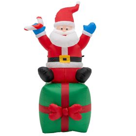 Foot Christmas Inflatable Santa Claus Outdoor Decorations with Build-in LED Lights, Waterproof Xmas Family Inflatable Decor for Yard Lawn Garden Home