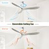 60 Inch Indoor Solid Wood Ceiling Fan With 6 Speed Remote Control Reversible DC Motor For Living Room