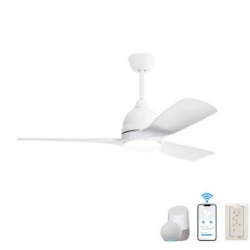 54 Inch White ABS Ceiling Fan 6 Speed Smart Remote Control Dimmable Reversible DC Motor For Living Room