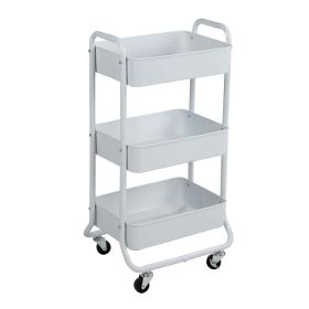 3 Tier Metal Utility Cart Arctic White, Easy Rolling, Indoor, Laundry, Adult and Child