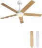 52 Inch Modern Ceiling Fan With 3 Speed Wind 5 Plywood Blades Remote Control AC Motor With Light