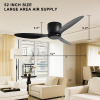 52" Flush Mount Ceiling Fan without light, 3 Reversible Blades, with 6 Speeds Reversible DC Motor,Low Profile Ceiling Fan with no light for Living Roo