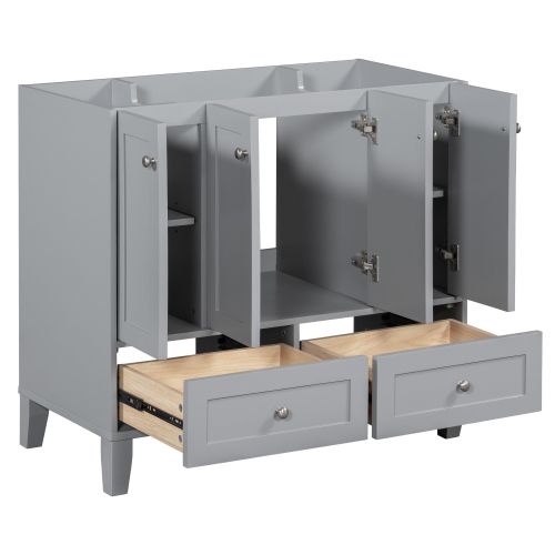36'' Bathroom Vanity without Countertop,Solid Wood Frame Bathroom Storage Cabinet Only, Freestanding Vanity with 4 Soft Closing Doors& 2 Drawers 36'' Bathroom Vanity without Countertop,Solid Wood Frame Bathroom Storage Cabinet Only, Freestanding Vanity with 4 Soft Closing Doors& 2 Drawers