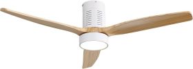 52 Inch Indoor Flush Mount Ceiling Fan With 3 Solid Wood Blades Remote Control Reversible DC Motor With Led Light