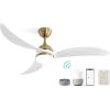 52 Inch Indoor Ceiling Fan With Dimmable Led Light 3 Solid Wood Blades Remote Control Reversible DC Motor For Living Room