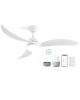 52 Inch Ceiling Fan With Dimmable Led Light 3 Solid Wood Blades Remote Control Reversible DC Motor White For Living Room