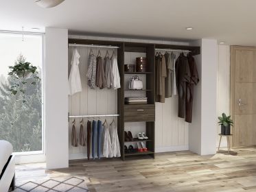 Calveston 1-Drawer 4-Shelf Closet System Dark Walnut