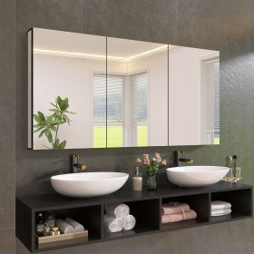 60" x 30" Black Medicine Cabinets with Mirror Recessed or Surface Wall-Mounted Aluminum Alloy Vanity Mirror with Storage