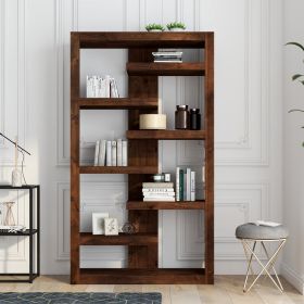 Bridgevine Home Sausalito 72 inch high 6-shelf Bookcase, No Assembly Required, Whiskey Finish