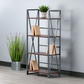 Isa 4-Tier Shelf; Graphite & Walnut