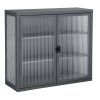 Retro Style Haze Double Glass Door Wall Cabinet With Detachable Shelves for Office, Dining Room,Living Room, Kitchen and Bathroom Grey Color(=OLD ITEM