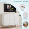 Storage cabinet Wave pattern three door buffets & sideboards for living room, dining room, bedroom , hall, white, 39.4''w x 15.8''d x 33.5''h.