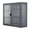 Retro Style Haze Double Glass Door Wall Cabinet With Detachable Shelves for Office, Dining Room,Living Room, Kitchen and Bathroom Grey Color(=OLD ITEM