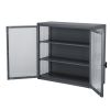 Retro Style Haze Double Glass Door Wall Cabinet With Detachable Shelves for Office, Dining Room,Living Room, Kitchen and Bathroom Grey Color(=OLD ITEM