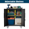 2 Door Tool Cabinets for Garage, Lockable Garage Storage Cabinet, Locking Metal Storage Cabinet with Wheels, Rolling Tool Chest, Assembly Required H34