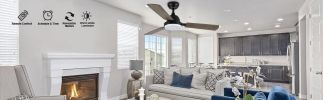 Simple Deluxe 44-inch Ceiling Fan with LED Light and Remote Control, 6-Speed Modes, 2 Rotating Modes , Timer