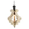 Farmhouse Chandeliar, Distressed White Pendant French Country Wood Chandelier for Living Room Foyer, Bulb Not Included